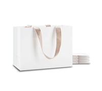 Bolsas de regalo blancas Bulk YACEYACE 10 unidades 20,3 x 9,5 x 15,2 cm pequeñas bolsas de regalo blancas con asas, bolsas de papel blanco, bolsas de papel blanco, bolsas de la compra para pequeñas
