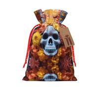 Bolsas de regalo coloridas con estampado de calaveras de flores, con cordón, para fiestas, dulces, regalos de Navidad, decoración de vacaciones