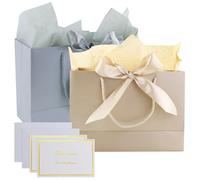 Bolsas de regalo con asa - 2 bolsas de regalo + 2 tarjetas de felicitación + 4 papel de seda con 2 sobres, bolsas de papel con asa, envoltorio de regalo para regalo, cumpleaños, celebración, boda