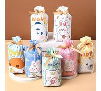 Bolsas de regalo con cordón, 50 unidades en 5 estilos, bolsas de envoltura de animales, bolsas de regalo de Navidad, bolsas de regalo para fiestas, bolsas de dulces con lazos de cinta, bolsas de