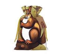 Bolsas de regalo con cordón con estampado de ardilla que come nueces, bolsas de vacaciones, bolsas de golosinas, bolsas de regalo de Navidad