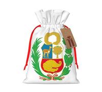 Bolsas de regalo con cordón con estampado de bandera de Perú, para fiestas, caramelos, regalos de Navidad, decoración de vacaciones