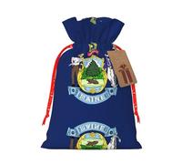 Bolsas de regalo con cordón con estampado de bandera del estado de Maine, bolsa de regalo para fiestas, caramelos, regalos de Navidad, decoración de vacaciones