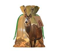 Bolsas de regalo con cordón con estampado de cuernos de ciervo para exteriores, para fiestas, dulces, regalos de Navidad, decoración de vacaciones