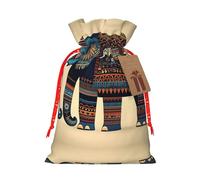 Bolsas de regalo con cordón con estampado de elefante azteca, para temporada de vacaciones, cumpleaños, aniversarios y cualquier ocasión especial
