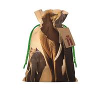 Bolsas de regalo con cordón con estampado de elefante viejo y elefante joven, embalaje para fiestas, caramelos, regalos de Navidad, decoración de vacaciones