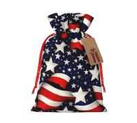 Bolsas de regalo con cordón con estampado de estrellas y rayas de bandera estadounidense, bolsas de dulces de Navidad, bolsas reutilizables para regalos de fiesta de vacaciones