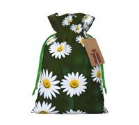 Bolsas de regalo con cordón con estampado de flores de crisantemo blanco salvaje, embalaje para fiestas, caramelos, regalos de Navidad, decoración de vacaciones