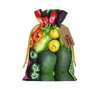 Bolsas de regalo con cordón con estampado de frutas y verduras frescas, para temporada de vacaciones, cumpleaños, aniversarios y cualquier ocasión especial