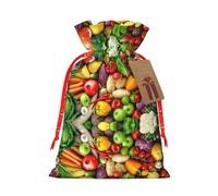 Bolsas de regalo con cordón con estampado de frutas y verduras frescas, para temporada de vacaciones, cumpleaños, aniversarios y cualquier ocasión especial