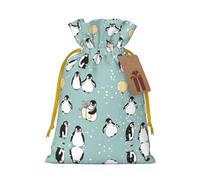 Bolsas de regalo con cordón con estampado de globo de pingüino, copo de nieve, para temporada de vacaciones, cumpleaños, aniversarios y cualquier ocasión especial