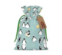 Bolsas de regalo con cordón con estampado de globo de pingüino, copo de nieve, para temporada de vacaciones, cumpleaños, aniversarios y cualquier ocasión especial