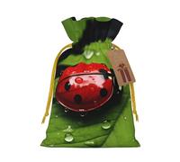 Bolsas de regalo con cordón con estampado de hojas y mariquitas, para fiestas, dulces, regalos de Navidad, decoración de vacaciones