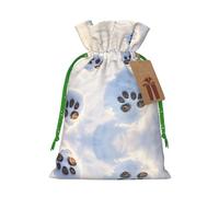 Bolsas de regalo con cordón con estampado de huellas de huellas de patas, para fiestas, caramelos, regalos de Navidad, decoración de vacaciones