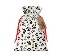 Bolsas de regalo con cordón con estampado de huesos y huellas, embalaje para fiestas, caramelos, regalos de Navidad, decoración de vacaciones