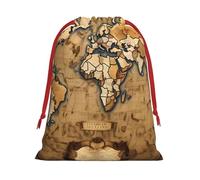 Bolsas de regalo con cordón con estampado de mapa del mundo manchado, colección de bolsas de regalo de cumpleaños, Navidad, regalos de fiesta