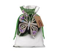 Bolsas de regalo con cordón con estampado de mariposa y diamantes de imitación, para temporada de vacaciones, cumpleaños, aniversarios y cualquier ocasión especial