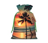 Bolsas de regalo con cordón con estampado de palmera de playa tropical, para temporada de vacaciones, cumpleaños, aniversarios y cualquier ocasión especial