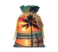 Bolsas de regalo con cordón con estampado de palmera de playa tropical, para temporada de vacaciones, cumpleaños, aniversarios y cualquier ocasión especial