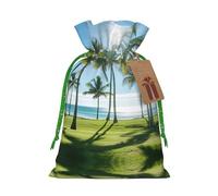 Bolsas de regalo con cordón con estampado de palmeras para fiestas, caramelos, regalos de Navidad, decoración de vacaciones