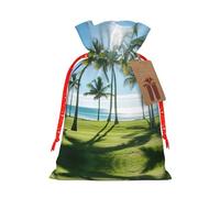 Bolsas de regalo con cordón con estampado de palmeras para fiestas, caramelos, regalos de Navidad, decoración de vacaciones