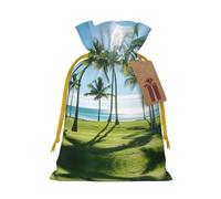 Bolsas de regalo con cordón con estampado de palmeras para fiestas, caramelos, regalos de Navidad, decoración de vacaciones