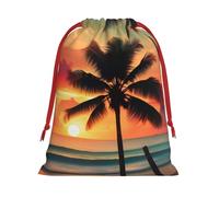 Bolsas de regalo con cordón con estampado de palmeras tropicales, para cumpleaños, Navidad, vacaciones, regalos, recuerdos de fiesta