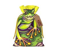 Bolsas de regalo con cordón con estampado de rana en un estanque, bolsas de día festivo, bolsas de golosinas, bolsas de regalo de Navidad