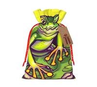 Bolsas de regalo con cordón con estampado de rana en un estanque, bolsas de día festivo, bolsas de golosinas, bolsas de regalo de Navidad