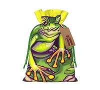 Bolsas de regalo con cordón con estampado de rana en un estanque, bolsas de día festivo, bolsas de golosinas, bolsas de regalo de Navidad