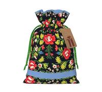Bolsas de regalo con cordón con estampado de rosas estilo bordado ucraniano, para temporada de vacaciones, cumpleaños, aniversarios y cualquier ocasión especial