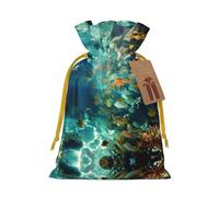 Bolsas de regalo con cordón con estampado de vida marina para fiestas, caramelos, regalos de Navidad, decoración de vacaciones
