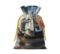Bolsas de regalo con cordón con estampado histórico de Old Tower Bridge de Londres, embalaje para fiestas, caramelos, regalos de Navidad, decoración de vacaciones