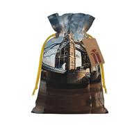 Bolsas de regalo con cordón con estampado histórico de Old Tower Bridge de Londres, embalaje para fiestas, caramelos, regalos de Navidad, decoración de vacaciones