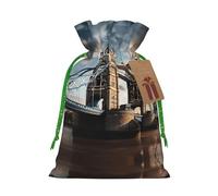 Bolsas de regalo con cordón con estampado histórico de Old Tower Bridge de Londres, embalaje para fiestas, caramelos, regalos de Navidad, decoración de vacaciones