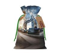 Bolsas de regalo con cordón con estampado histórico de Old Tower Bridge de Londres, embalaje para fiestas, caramelos, regalos de Navidad, decoración de vacaciones