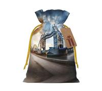 Bolsas de regalo con cordón con estampado histórico de Old Tower Bridge de Londres, embalaje para fiestas, caramelos, regalos de Navidad, decoración de vacaciones