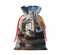 Bolsas de regalo con cordón con estampado histórico de Old Tower Bridge de Londres, embalaje para fiestas, caramelos, regalos de Navidad, decoración de vacaciones