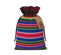Bolsas de regalo con cordón de arpillera con diseño de rayas mexicanas coloridas. Bolsas de regalo de tela de primera calidad, ideales para cualquier ocasión