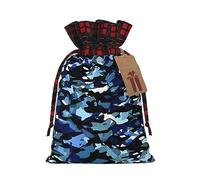 Bolsas de regalo con cordón de arpillera con estampado de camuflaje azul, bolsas de regalo de tela de primera calidad, ideales para cualquier ocasión