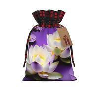 Bolsas de regalo con cordón de arpillera con estampado de flores de loto, bolsas de regalo de tela premium, ideales para cualquier ocasión