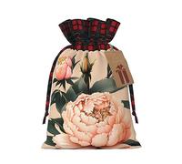 Bolsas de regalo con cordón de arpillera con estampado de peonías de melocotón, bolsas de regalo de tela de primera calidad, ideales para cualquier ocasión