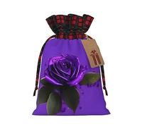 Bolsas de regalo con cordón de arpillera con estampado de rosas moradas, ideales para cualquier ocasión