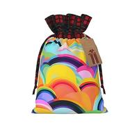 Bolsas de regalo con cordón de arpillera con patrón de arco iris, bolsas de regalo de tela premium, ideales para cualquier ocasión