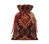 Bolsas de regalo con cordón de estampado de damasco, para fiestas, caramelos, regalos de Navidad, decoración de vacaciones