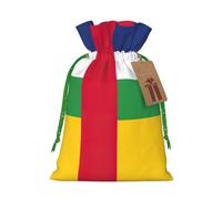 Bolsas de regalo con cordón de Navidad con estampado de bandera de África Central con tarjetas para decoraciones de fiesta de Navidad