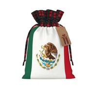 Bolsas de regalo con cordón de Navidad con estampado de bandera de México, bolsa de regalo, bolsa de caramelos, bolsas de boda, 17,5 x 12 cm