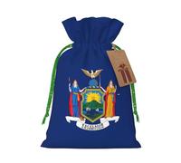 Bolsas de regalo con cordón de Navidad con estampado de bandera de Nueva York, para fiestas, Navidad, cumpleaños, regalos