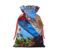 Bolsas de regalo con cordón de Navidad con estampado de bandera de Puerto Rico con tarjetas para decoraciones de fiesta de Navidad