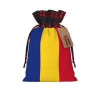 Bolsas de regalo con cordón de Navidad con estampado de bandera de Rumania, bolsa de regalo para Navidad, cumpleaños, fiestas de vacaciones
